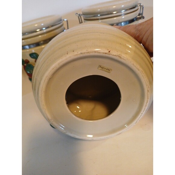 VTG-3 Cracker Barrel Country Apple Canister Set Metal Closure With Candel Holder - Picture 16 of 16